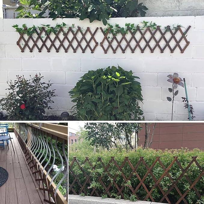 2 PCS Expandable Garden Trellis, 13.2" x 63" Trellis for Climbing Plants Outdoor, Wooden Lattice Fence Wall Panel Lattice Panels for Outside, for Climbing Plants Vine Ivy Rose Cucumbers Clematis