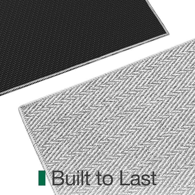 LUMI Ultra Thin Indoor Door Mat for Entrance 36"x56", Non Slip Entryway Mat, Low Profile Doormat, Unique Herringbone Design Carpet for Inside, Patio, Porch, Gray