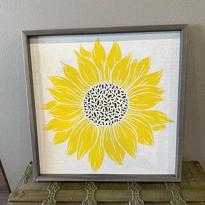Large Sunflower Fence Stencil for Painting on Fences Wood Reusable Tall Blooming Flower Stencils Kit Garden Fence Flower Templates for Outside Mural Walls Crafts Canvas (Sunflower 8pcs)