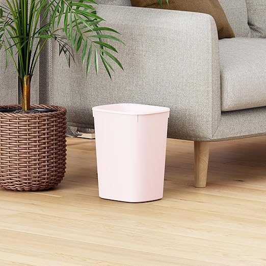 CEROELDA Bathroom Trash Can with Lid, 10L/2.6 Gal Small Garbage Can with Press Top Lid, Slim Plastic Waste Basket for Toilet, Office, Bedroom(Pink)