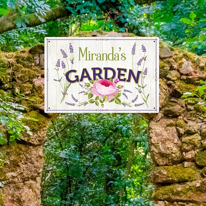 Custom Garden Sign, Present, Personalized Name/Text for Backyard Décor Sign, 12x18 Inches, Rust Free .063 Aluminum, Fade Resistant, Made in USA by Sigo Signs