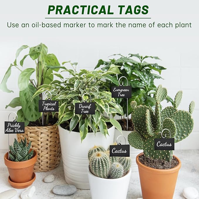 Plant Labels,24 Pcs Acrylic Plant Tags Stakes with Pen,Plant Markers,Weatherproof Garden Markers,Reusable Planting Gardening Labels,for Outdoor Garden Potted Plants,Seed,Flowers, Fruit and Vegetable