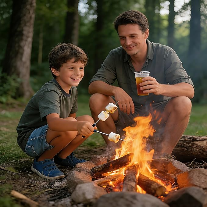 Telescoping Forks Smores Sticks for Fire Pit, 5 pcs S’mores Roasting Sticks for Camping, 6.3-11.4 Inch (2, 6.3-11.4 Inch)