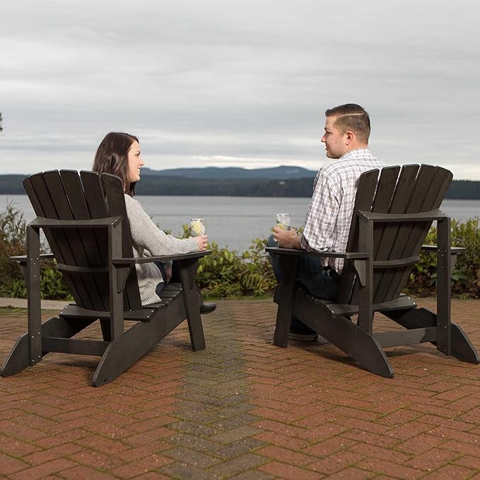 LIFETIME Adirondack Chair, Weather-Resistant Polystyrene, UV Protected, Classic Outdoor Design, Black