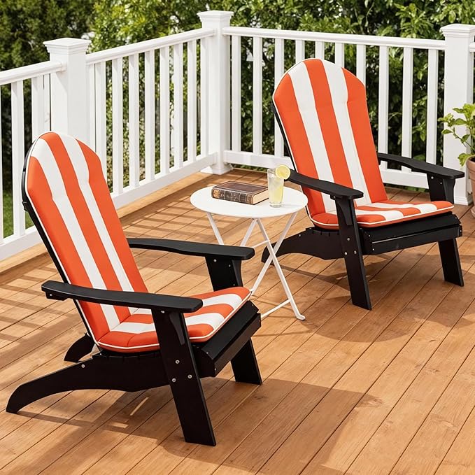 Adirondack Chair Cushions Set of 2 Outdoor Rocking Chair Cushions, Water-Resistant, Fade Resistant 50x20 Inch High Back Patio Replacement Cushions, Red White Stripe