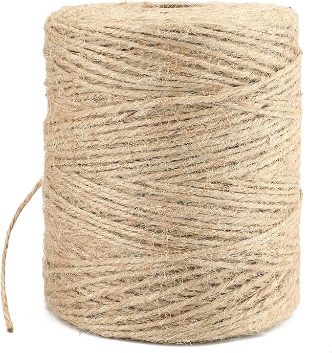 KINGLAKE Natural Jute Twine - 820 Feet, Arts & Crafts, Christmas, Durable Packing String, Brown