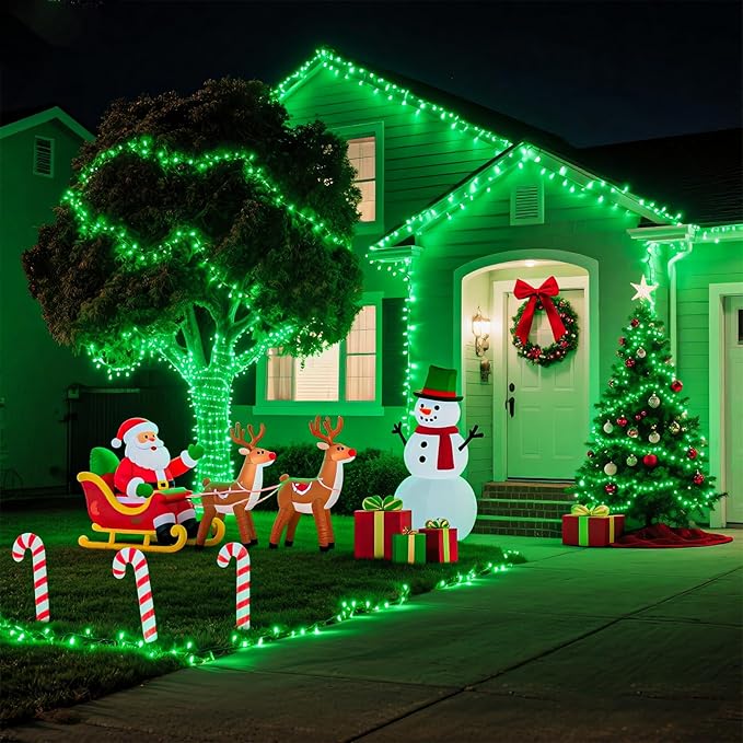262FT 800 LED Outdoor String Lights, Connectable St Patricks Day Lights Waterproof with 8 Modes, Plug in Clear Wire Twinkle Lights for Indoor Bedroom House Wedding Party Decorations, Green