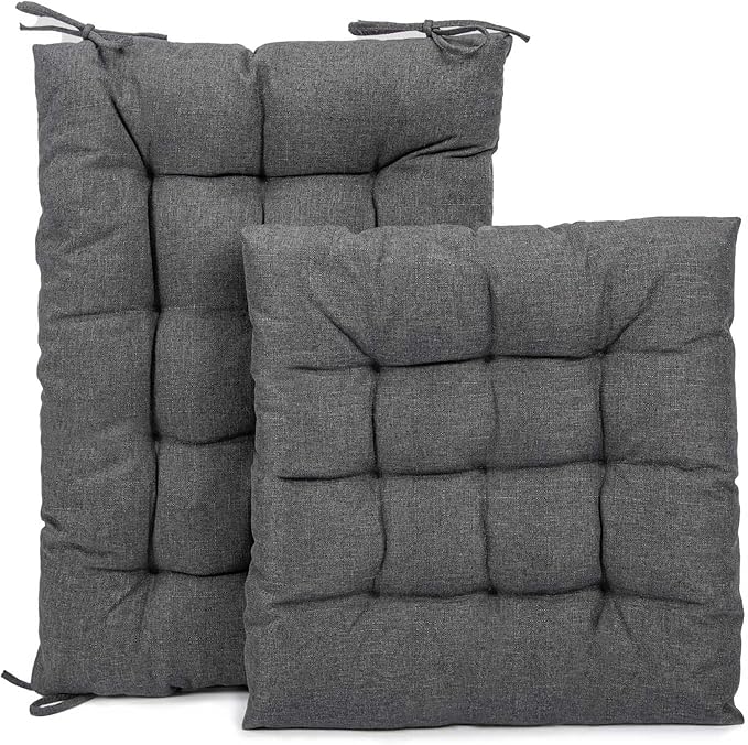Rocking Chair Cushions Comfortable Tufted Seat Cushion Pads Non-Skid Backed Set of Backrest Cushion and Seat Bottom for Porch Rocker Adirondack Chair (Darkgrey, Backrest-24X17,Bottom-17x17)