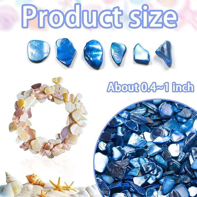 Crushed Shells for Crafts, Small Natural Crushed Seashells Pieces Chips, Dyed Mosaic Sea Shell Fragments for Resin Art, DIY Vase, Table Scatter, Weddings Party, Home Decoration 14.5 oz (Deep Blue)