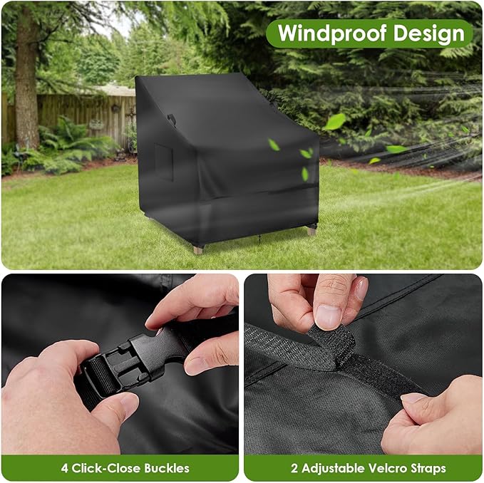 Outdoor Patio Chair Covers, 2 Pack Waterproof Lawn Chairs Covers for Outdoor Furniture, Outside Seat Chair Cover for Winter - 28 x 26 x 30 Inch