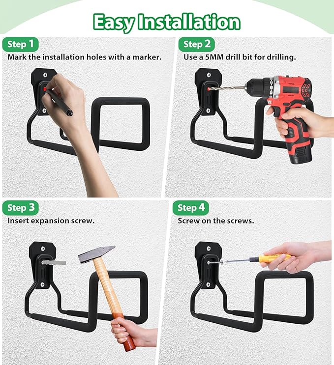 Garden Hose Holder - Hose Hanger Wall Mount, Heavy Duty Water Hose Holder for Outdoor/Indoor Use in Yard, Metal Durable Hose Hooks, Ideal for Water Hose Storage