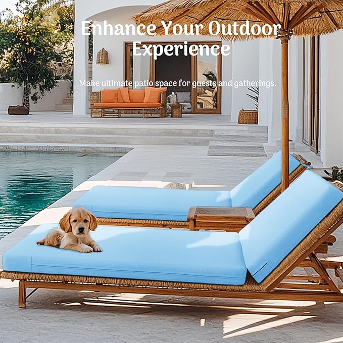Codi Chaise Lounge Cushions Outdoor, Pool Lounges Chair Cushion Set, Waterproof for Patio Furniture, 80 x 26 x 3.5 Inch 1PK Teal Blue