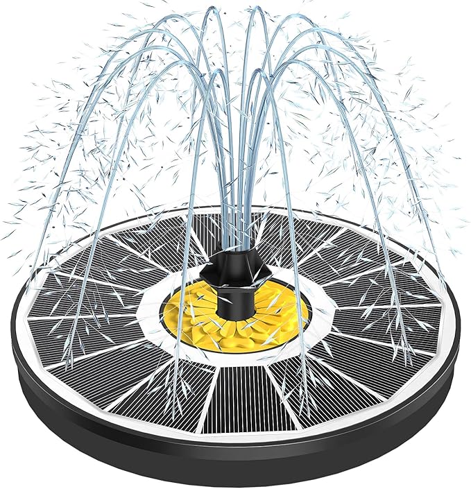 Yzert Solar Fountain for Bird Bath, 3.5W Upgraded Solar Bird Bath Fountains with 4 Fixed Pipes 7 Nozzles No Battery, Solar Fountain Pump for Bird Bath Outdoor(White)