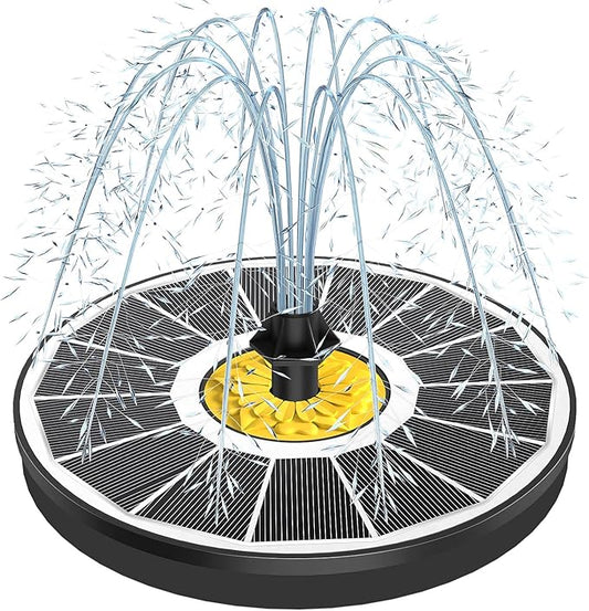 Yzert Solar Fountain for Bird Bath, 3.5W Upgraded Solar Bird Bath Fountains with 4 Fixed Pipes 7 Nozzles No Battery, Solar Fountain Pump for Bird Bath Outdoor(White)