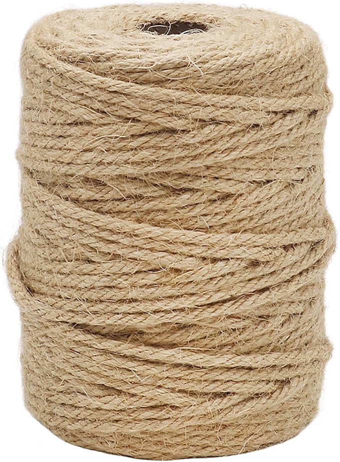 Vivifying Jute Twine, 165 Feet 4mm Thick Natural Jute Rope for Crafts, Garden Ties, Climbing Plants, Hanging and Packing (Brown)