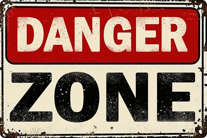 Vintage Garage Decor Danger Zone Funny Wall Decor Metal Tin Signs Man Cave Gift Retro Bar Art Bathroom Decor 12x8 in