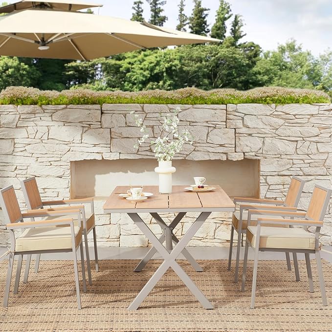 Outdoor Chair Cushions Set of 2, Waterproof Patio Chair Cushions, Patio Furniture Cushions with Ties, Outdoor Wicker Replacement Seat Cushion, 19 x 19 x 3 inch, Beige