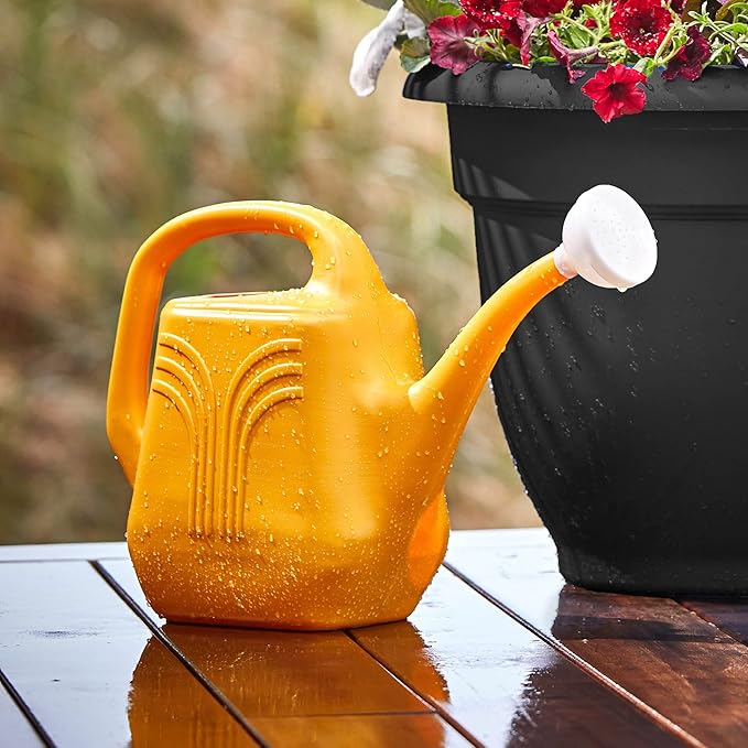 Bloem Classic Watering Can: 2 Gallon Capacity - Earthy Yellow - Durable Resin, Removable Nozzle Spout, Easy to Handle, Wide Mouth, for Indoor and Outdoor Use, Gardening