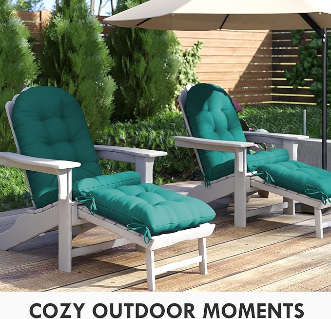Adirondack Chair Cushion with Ottoman, Folding Adjustable Adirondack Seat Cushions, Waterproof Adirondack Patio Chair Pads for Garden, Deck, or Poolside, Small-Lake Blue-1