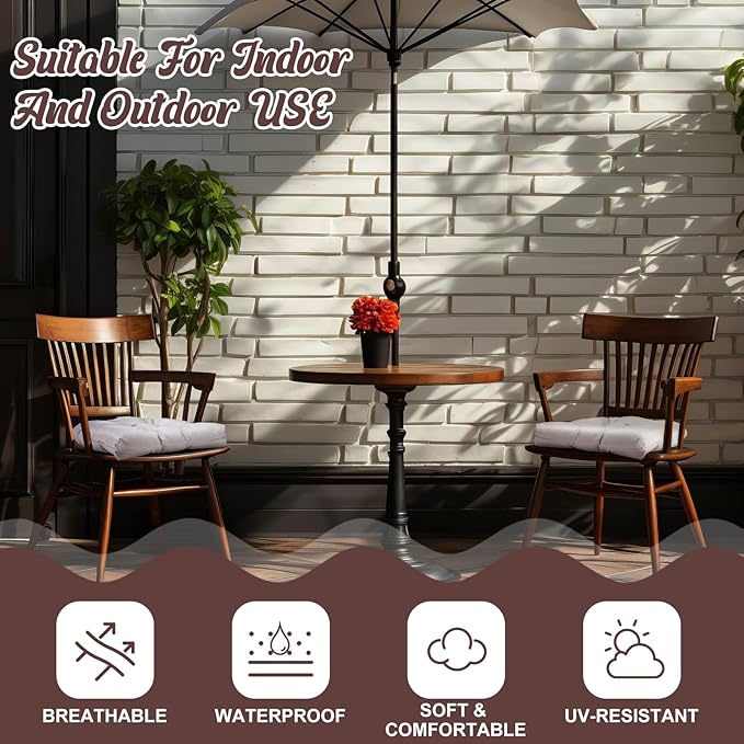 Thyle Outdoor Chair Cushions Set of 6 Waterproof Sun Protection Square Tufted Overstuffed Patio Furniture Seat Cushion for Patio Furniture Dining Indoor 19" x 19"(Light Gray)