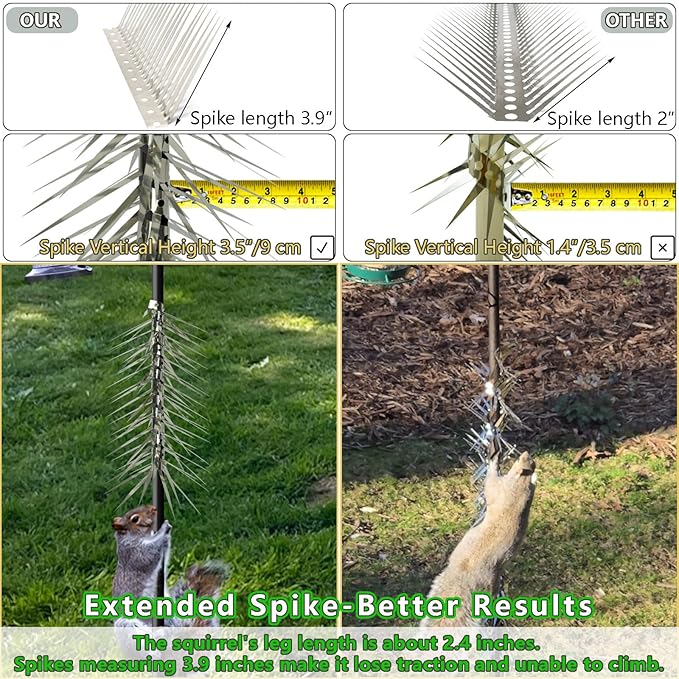 Bird Spikes, Outdoor Squirrel Spikes, Squirrel Baffles for Bird Feeder Poles, Avoid Climbing Garden Fences and Fruit Trees. (80 inches)