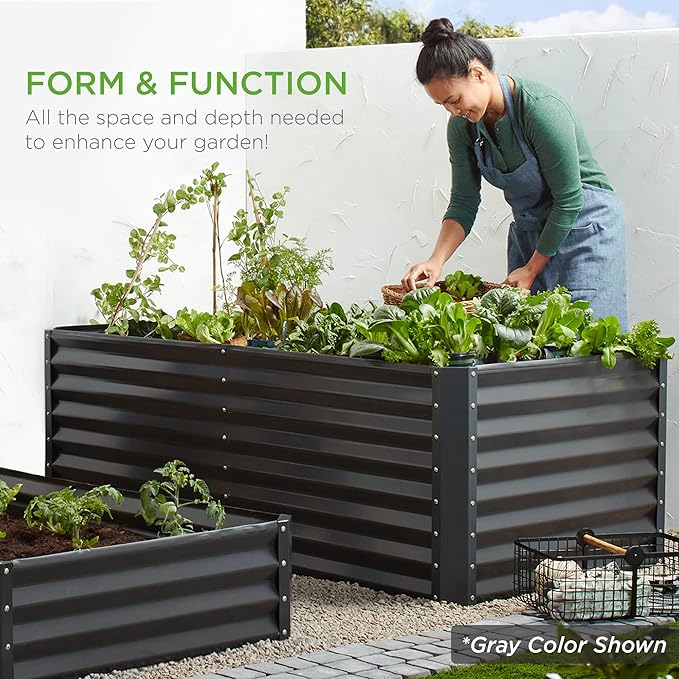 Best Choice Products 6x3x2ft Outdoor Metal Raised Garden Bed, Deep Root Box Planter for Vegetables, Flowers, Herbs, 269 Gallon Capacity, 100% Non Toxic Materials - Moonlight Gray
