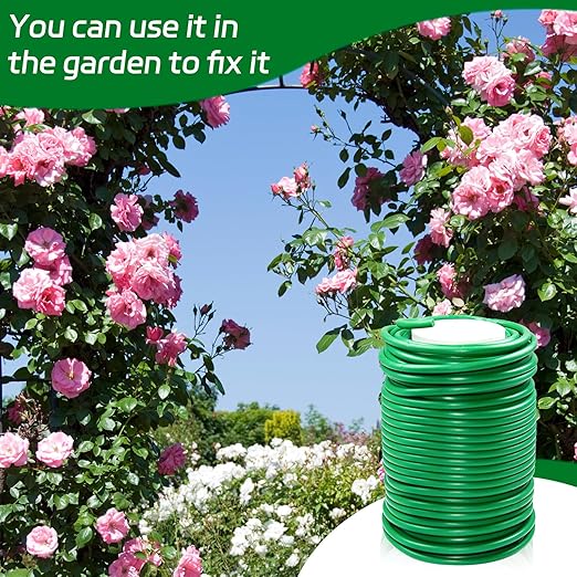1 Roll Flexible Plant Ties, 65 ft Soft Plant Ties Garden Twist Ties for Outdoor Plants, 3.5 mm Garden Ties for Climbing Plants, Flowers, Tomatoes, Plant Support, Home Office Organization (Green)