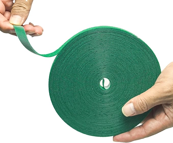 50 feet Reusable Garden Plant Ties, Green, Heavy Duty Soft Grip Strips, Roll for Supporting Plants, Trees, Vines