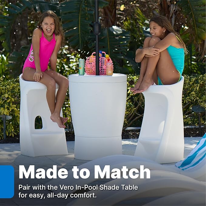 Step2 in Pool Stool, 33-inches Tall, Waterproof Patio Furniture, Bar Stool, Weighted, White