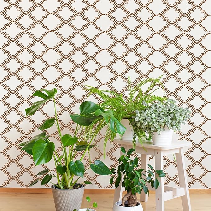 8 PCS Large Geometric Stencils, Reusable Plastic Drawing Template for Painting on Wall Wood Floor Tile DIY Art Furniture Home Decoration, 12 x 12 Inch