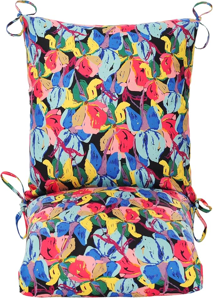 Set of 2 Outdoor Dining Chair Cushions, Patio Seating Cushions, 38x18x4.5 inch, for Garden Patio Furniture (Butterfly Flower)
