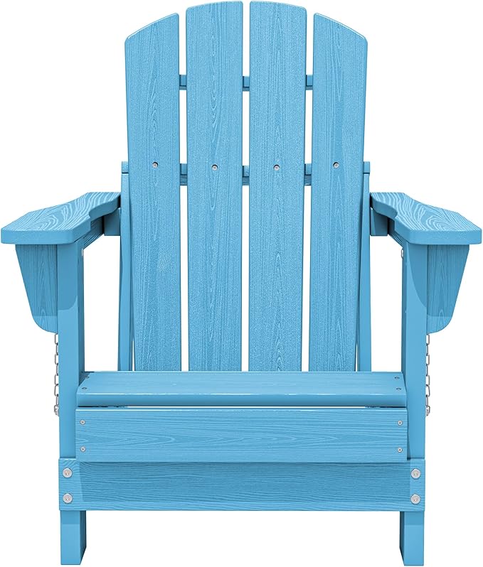 SERWALL Kids Adirondack Chair Sets for 2, HDPE Adirondack Chair for Children,All-Weather Resistant for Patio, Garden, Backyard - Light Blue and White