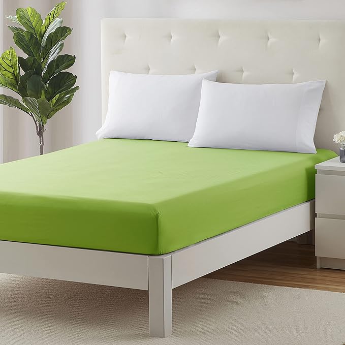 Clara Clark Fitted Sheet, Extra Deep Pocket Fits Deep Mattress, Luxury Soft Fitted Sheet Only, Full Garden Green