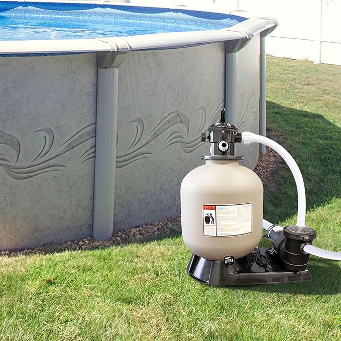 SWIMLINE HYDROTOOLS Pool Sand Filter Pump For Above Ground & Inground Pool | 19 Inch Cleaner System 1 HP (0.9 THP) Horsepower 4500 GPH | For Pools Up To 19000 Gallons Compatible 7 Way Valve 71915