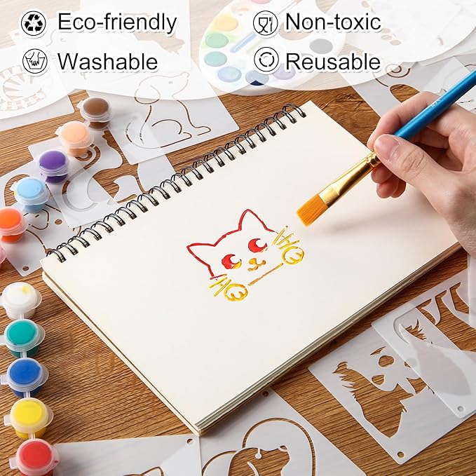 Marspark 66 Pcs Spring Easter Small Stencils for Crafts Reusable 3 Inch Stencils for Painting on Wood DIY Craft Paint Template for Wall Home Decor Card Rock Canvas Drawing Holiday (Cat and Dog)