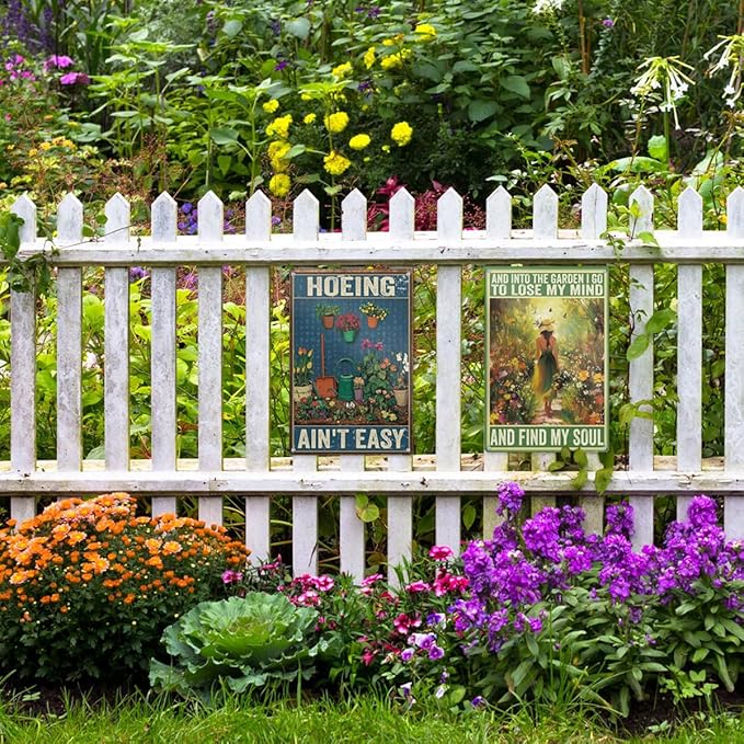 Funny Garden Sign – And Into the Garden I Go | 12x8″ Vintage Metal Sign for Outdoor Decor - Inspirational Gardening Gift for Women & Plant Lovers, 2488