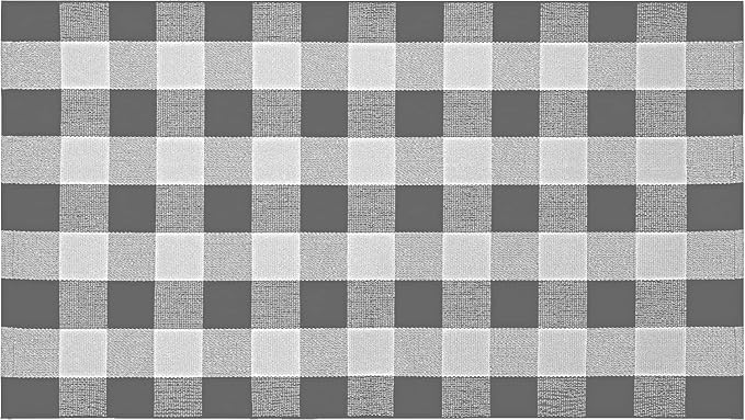 SEEKSEE Cotton Buffalo Plaid Rug 3'x5' Gray and White Checked Rug Washable Doormats Indoor Outdoor Rugs for Layered Front Door Mats, Porch, Kitchen, Farmhouse, Entryway