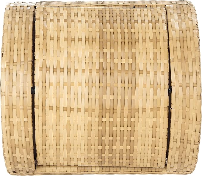 SAFAVIEH Outdoor Collection Mazeli Natural Woven Swing Top Dome Lid Trash Bin (Fully Assembled) PAT7511D