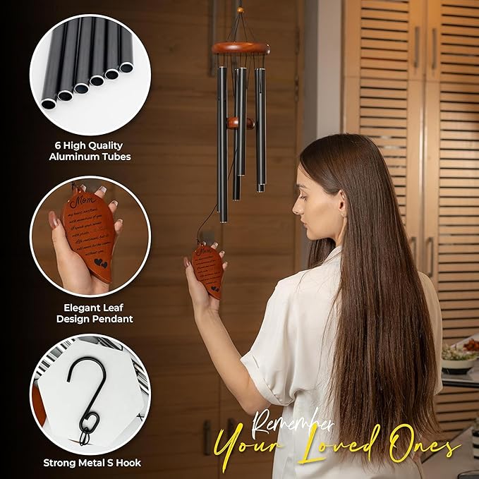 Memorial Wind Chimes for Loss of Mother - 32.5” Windchimes for Mom Memorial - Prime Memorial Gifts for Loss of Mom Wind Chime, Memorial Wind Chimes for Mom, Finest Bereavement Gifts for Loss of Mother
