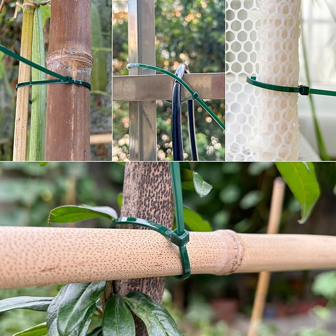 12 inch 3mm Dark Green Nylon Garden Cable Zip Ties Self Locking Cable Ties Twist Ties, Multi-Purpose Cable Tie (100 Pcs)