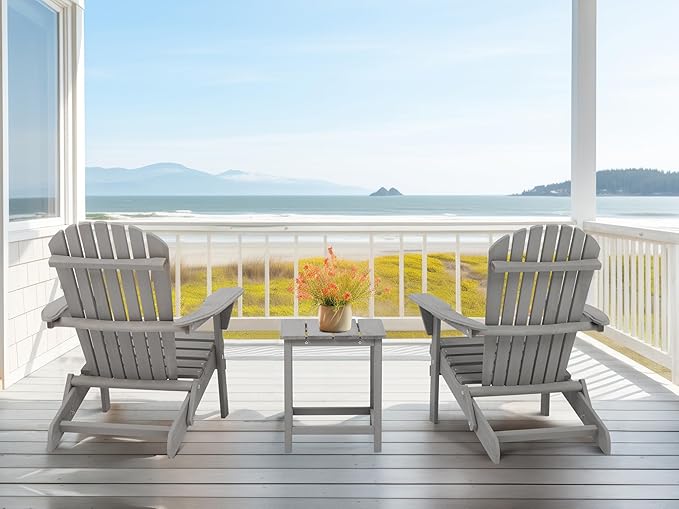 Wooden Folding Adirondack Chair Set of 4, Pre-Assembled BackRest Wood Lounge Chair for Outdoor Patio Garden Lawn Backyard Deck Pool Beach Firepit
