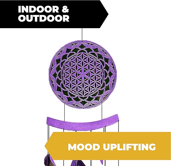 VP Home 42-inch Shimmering Mandala Wind Chimes for Outside Unique Mandala Shimmering Windchimes Outdoor Decoration Garden Decoration, Mandala Wind Chime Gift for Women, Mom, Grandma, Unisex