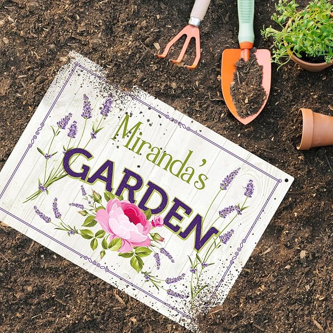 Custom Garden Sign, Present, Personalized Name/Text for Backyard Décor Sign, 18x24 Inches, Rust Free .063 Aluminum, Fade Resistant, Made in USA by Sigo Signs