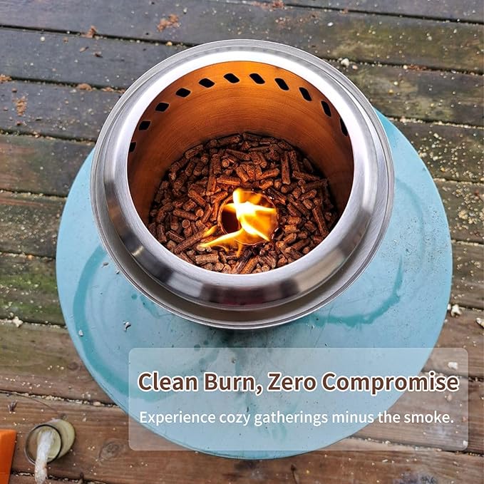 5.5 Inch Tabletop Stainless Steel Fire Pit Outdoor Camping Stove Multi-Color Low Smokeless Table Top Firewood Stove for Outside Portable Mini Outdoor Fire Pit for Camping Trips (Red)