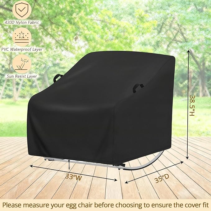 Waterproof Patio Chair Covers,Heavy Duty 2 Pack Patio Furniture Cover for Outdoor Swivel/Rocking Chairs,Outdoor Seat-Cover with Reinforced Waterproof Strip,(33"W x 35"D x 38.5"H,2-Pcs)
