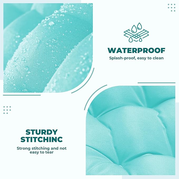 Wicker Chair Cushions of 5 Pieces, Waterproof Outdoor Loveseat Cushion for Wicker Furniture, 1 Love Seat Cushion, 2 U-Shape and 2 Lumbar Pillows for Patio Furniture (Teal)