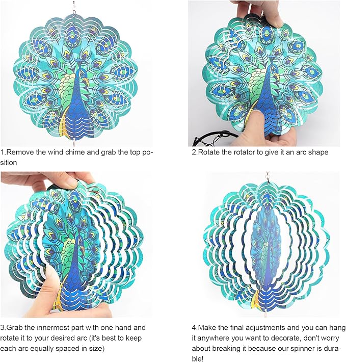 Wind Chimes with Peacock Wind Spinner, Gifts for Men, Women, Retirement, Teacher, Parents - Outdoor Hanging Decor Clearance for Garden, Patio, Backyard Or Porch