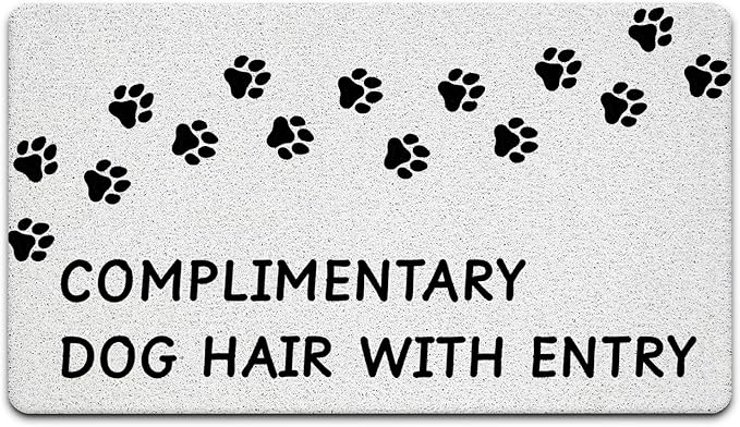 JINYO Dog Door Mat, Complimentary Dog Hair with Entry Funny Door Mat Indoor Outdoor Entrance Entryway Porch, Dog Welcome Mats, Puppy Paws Bath Mats for Bathroom, 17x30 Inch