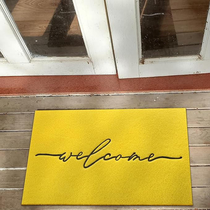 AAZZKANG Yellow Outdoor Mat Front Door Indoor Welcome Doormat Large 24"x36",Anti Slip Rubber Door Mat,Quickly Absorb Mud Easy to Clean Entrance Mats