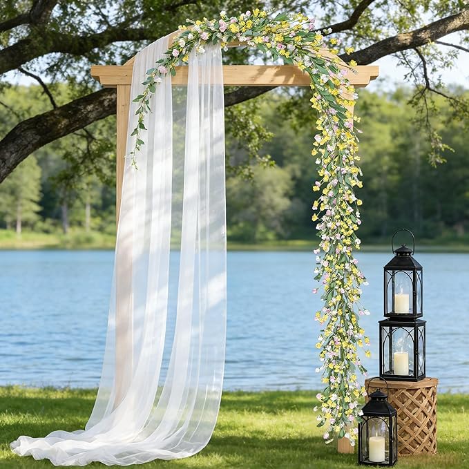 Artgar Flower Garland 6Ft Spring/Summer Garland Floral Garlands for Mantle All Year Round Paper Garlands Decor for Indoor Outdoor Home Wedding Arch Porch Stair Backdrop Year Round Decor (Yellow)